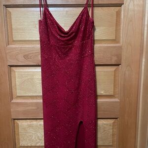 RED PROM DRESS floor length sparkly red dress size 7/8